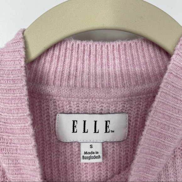 ELLE PINK COLORBLOCK STRIPED STRETCH SWEATER SMALL - Picture 3 of 3